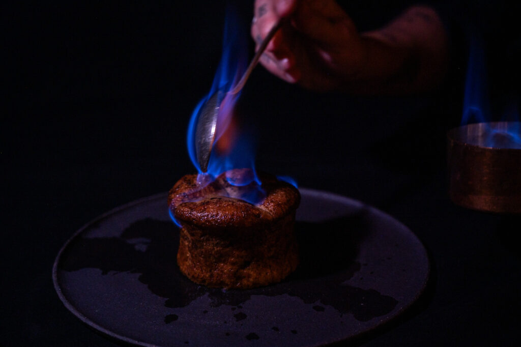 Vegan food with fire