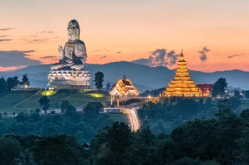 Temple wat hyua pla kang (Chinese Temple) Chiang Rai, Asia Thailand. Sustainable Travel