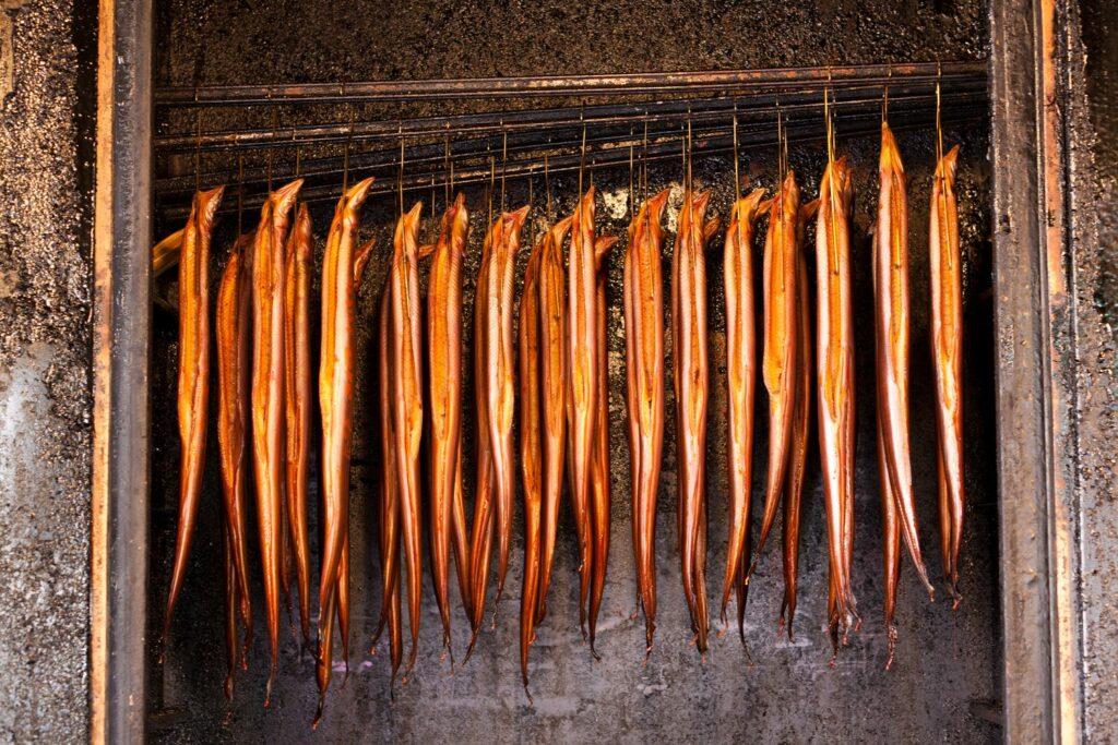 Smoked eel is a specialty of the North and Baltic Sea regions. 