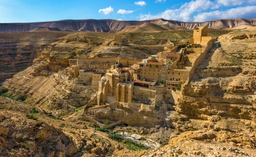 Aerial view of the Mar Saba Monastery near Bethlehem, Palestine
