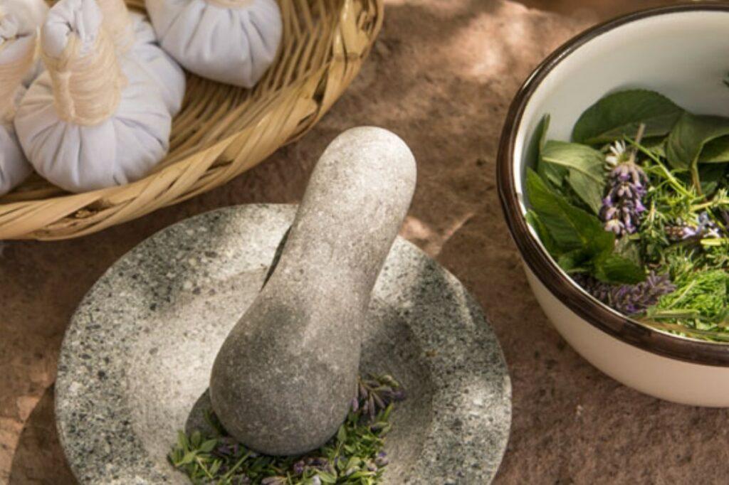 Herbal stamps from the medicinal herb garden of the Inkaterra Hacienda Urubamba in Peru