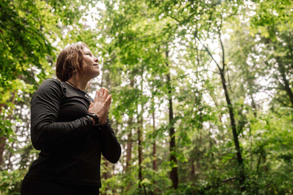 Mindfulness in the forest during forest bathing
