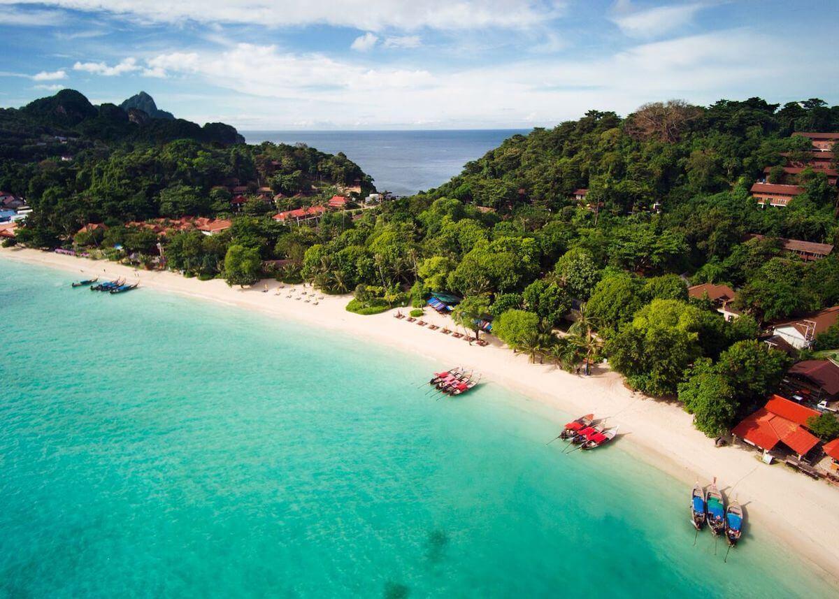 Aerial view of the Eco Resort Zeavola on Koh Phi Phi in Thailand