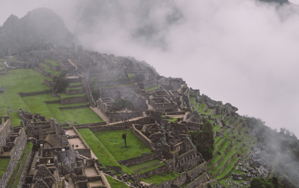 Machu Picchu Peru in mist