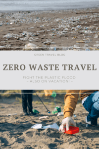 The upper picture shows a dirty beach. The bottom one shows people cleaning up such a beach. Maybe during their zero-waste vacation?