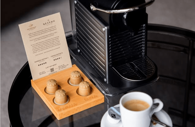 Rezemo wooden coffee capsules in a hotels